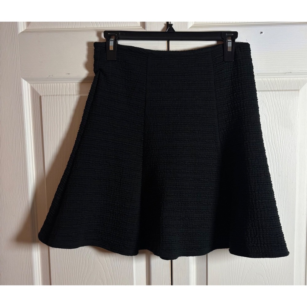 Maeve Anthropologie Black Textured A-Line Mini Skirt Small High Waist Skater